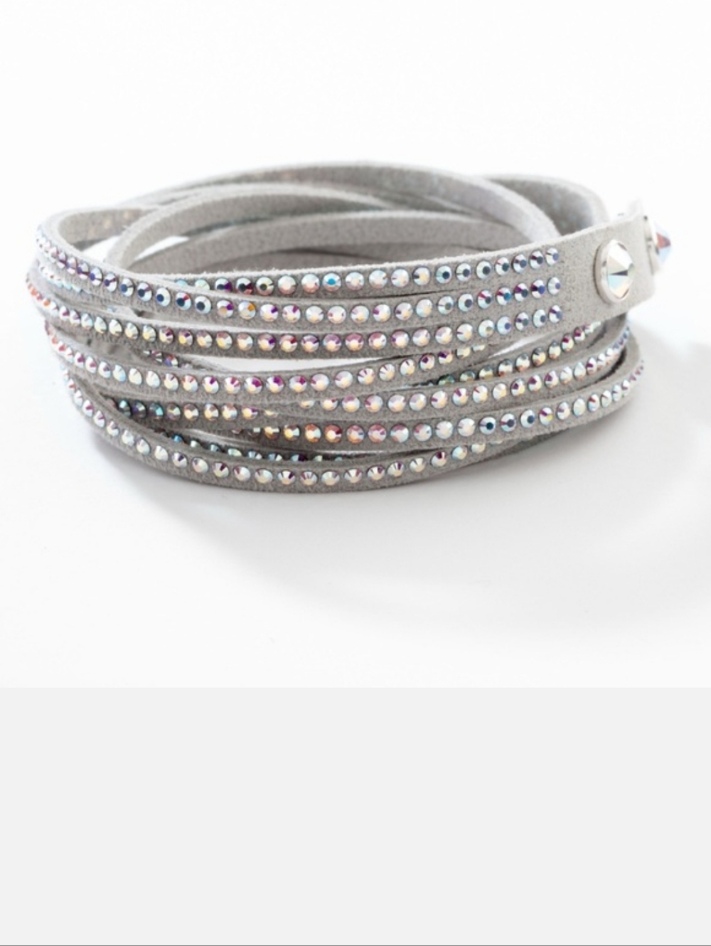 Touchstone Crystal Wrap Bracelet in Light Gray